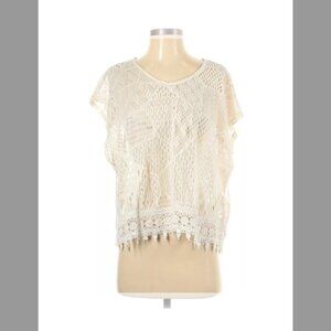 Xhilaration Lace Boho Crochet Coverup Ivory/Cream Shirt - S/M - New